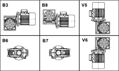 Схемы монтажа мотор-редуктора NMRV 063